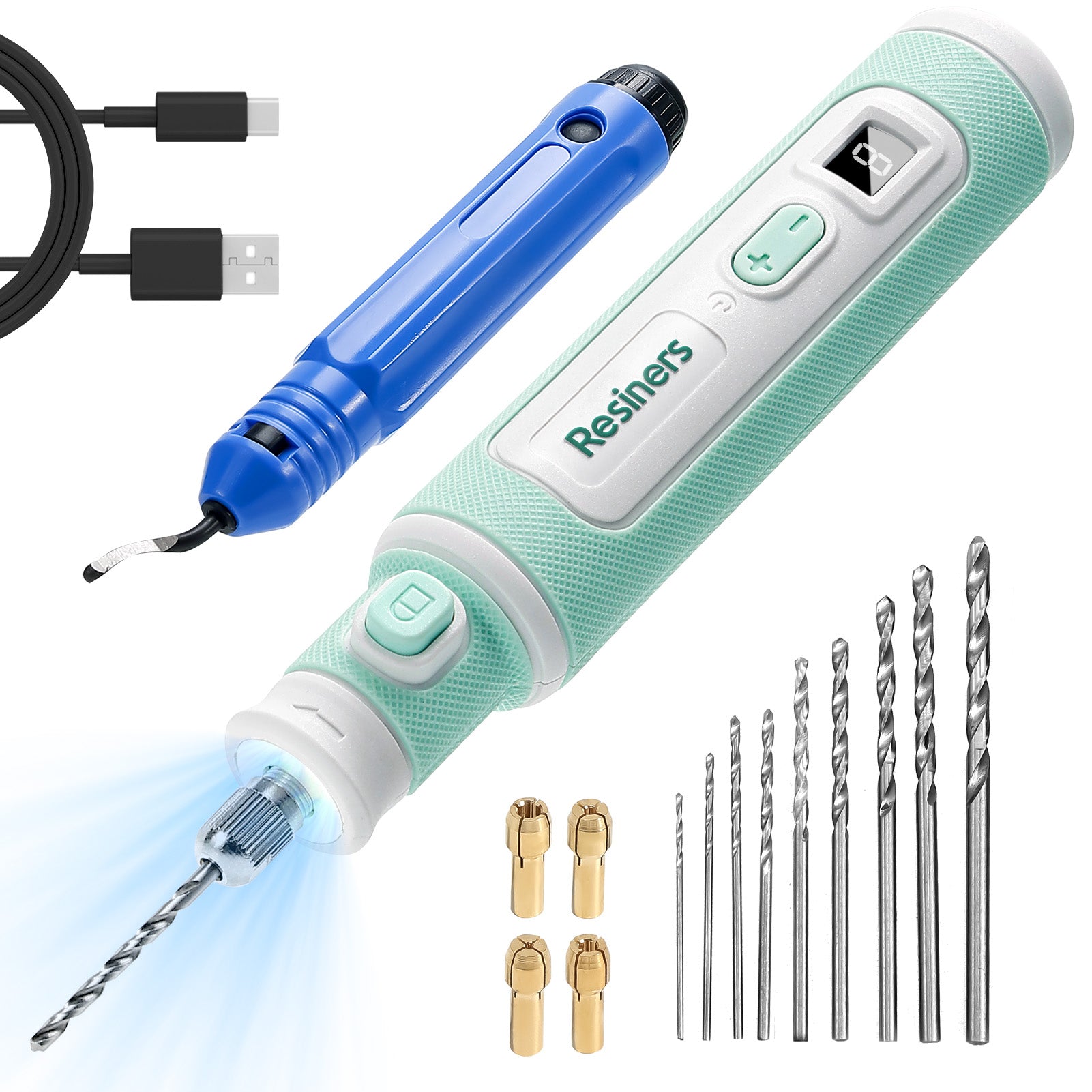 Resiners® Cordless Rotary Tool Kit for Resin Drilling and Polishing