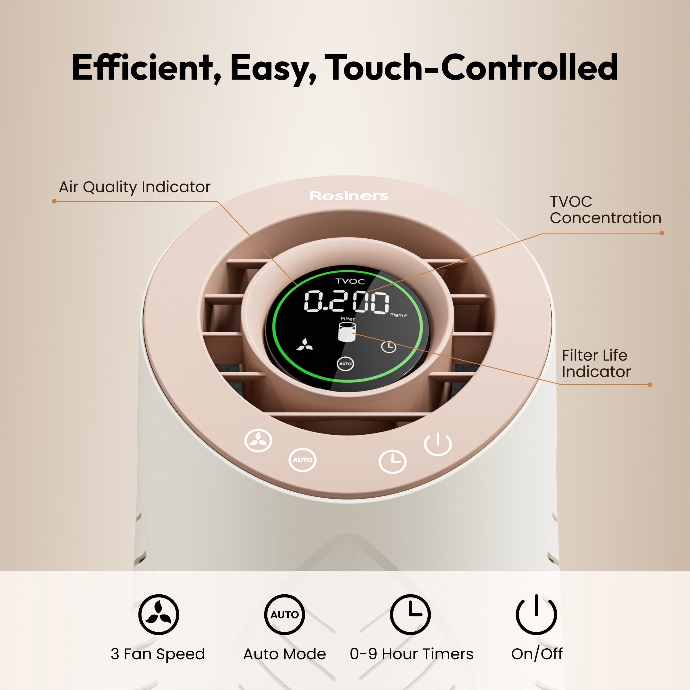 Resiners Warm Sand White Resin Air Purifier Lite