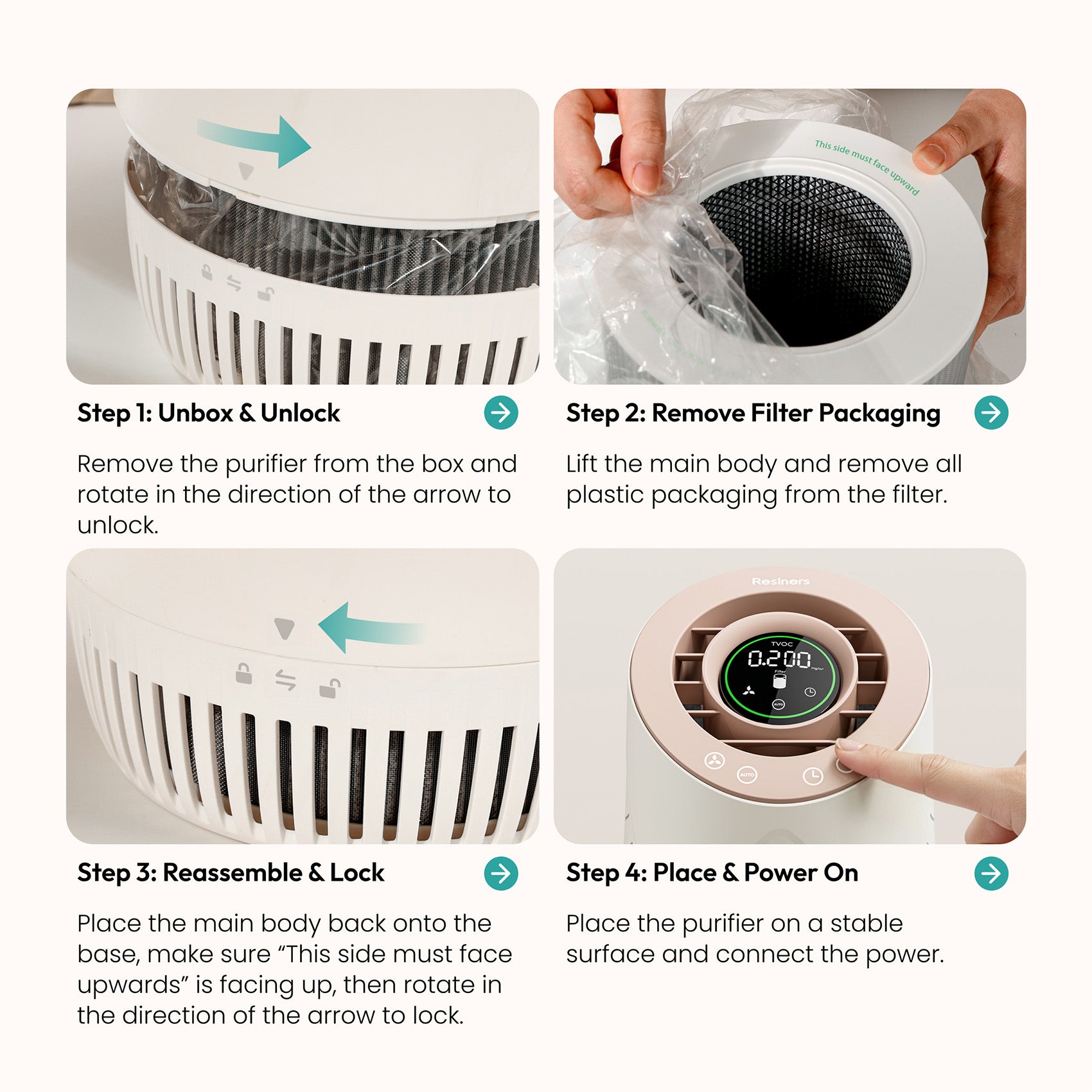 Resiners Warm Sand White Resin Air Purifier Lite