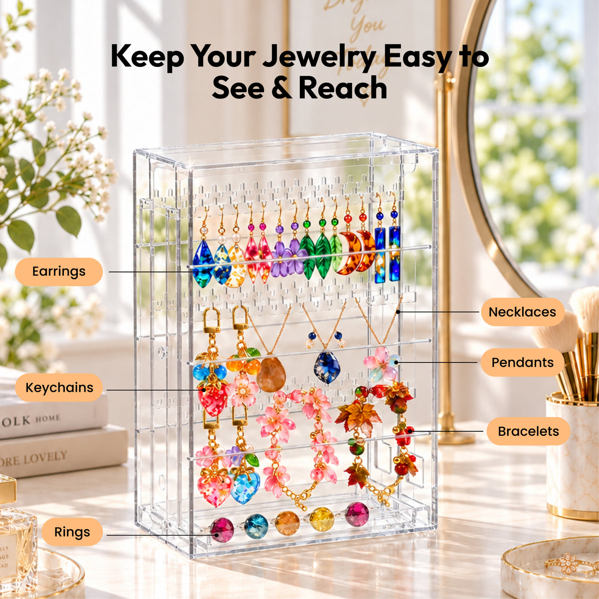 Resiners® 96-Slot Clear Resin Jewelry Organizer & PVC Bags & Pouch