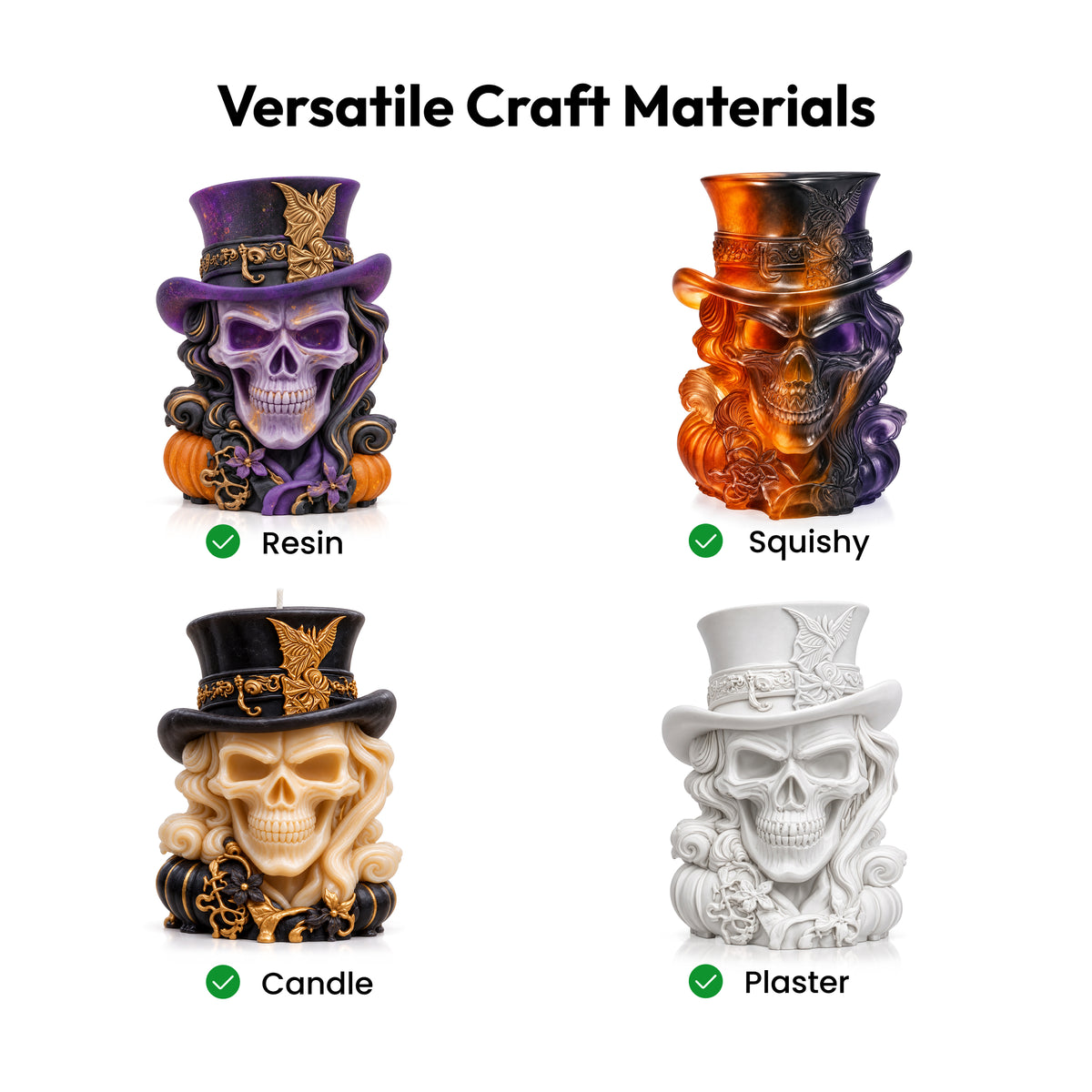 Resiners® 3D Top Hat Skull Halloween Mold