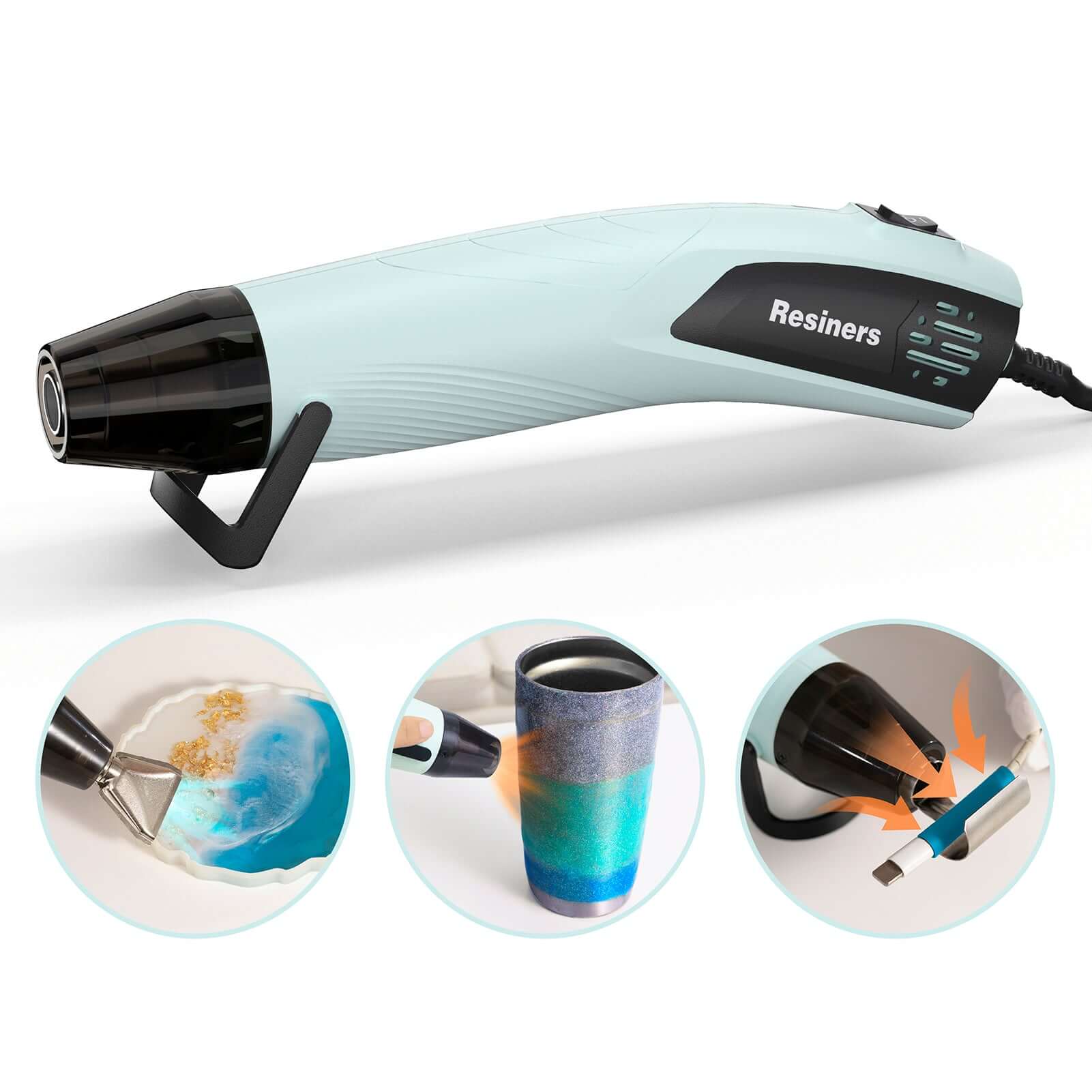 Resiners® Mini Heat Gun for Crafts, 3 Nozzles, Mini Dual Temp Hot Air Gun  Tool for Epoxy Resin, 350W 662℉ (350℃) Fast Heat, Bubble Remove