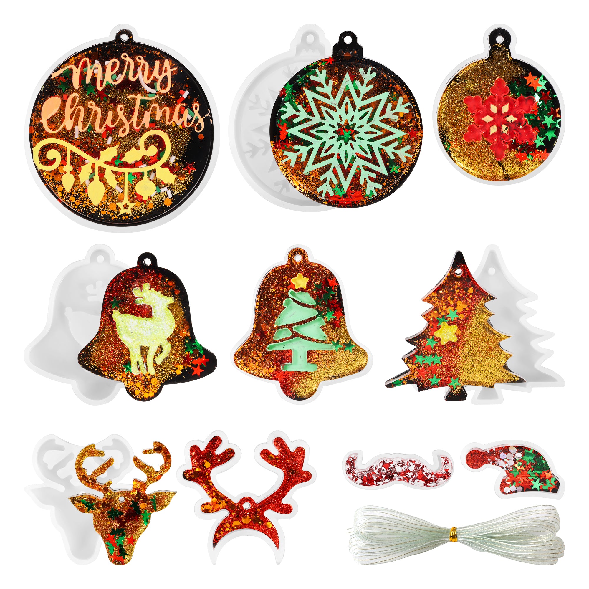 Resiners® Christmas Ornament Resin Molds with Gold Ribbon